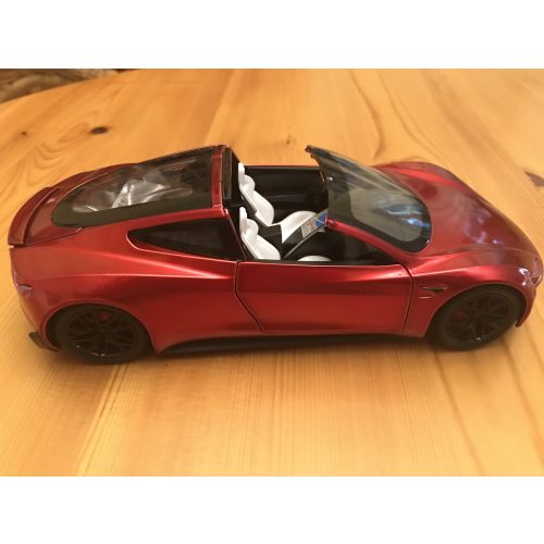 Tesla modelautó  Roadster 1:24 bordó